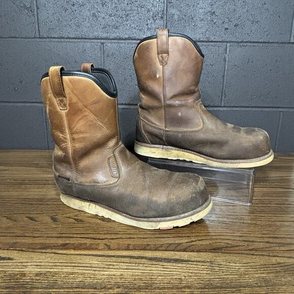 Brunt Bolduc Work Boots Size 11 Brown Leather Pull On Moc Toe EH ASTM F2413-18 - Picture 1 of 8